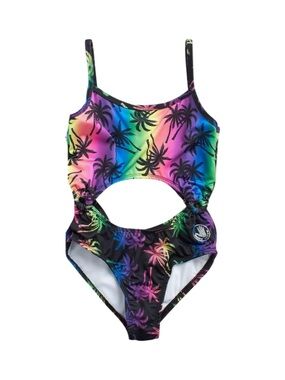 Body Glove Girls NWT One-Piece Swimsuit - Rainbow Palm Print Size 4T